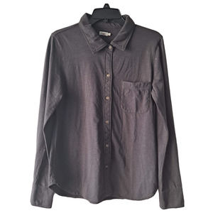 Faherty Knit Seasons Shirt Gray Button Down Cotton Shirt w Pockets - L
